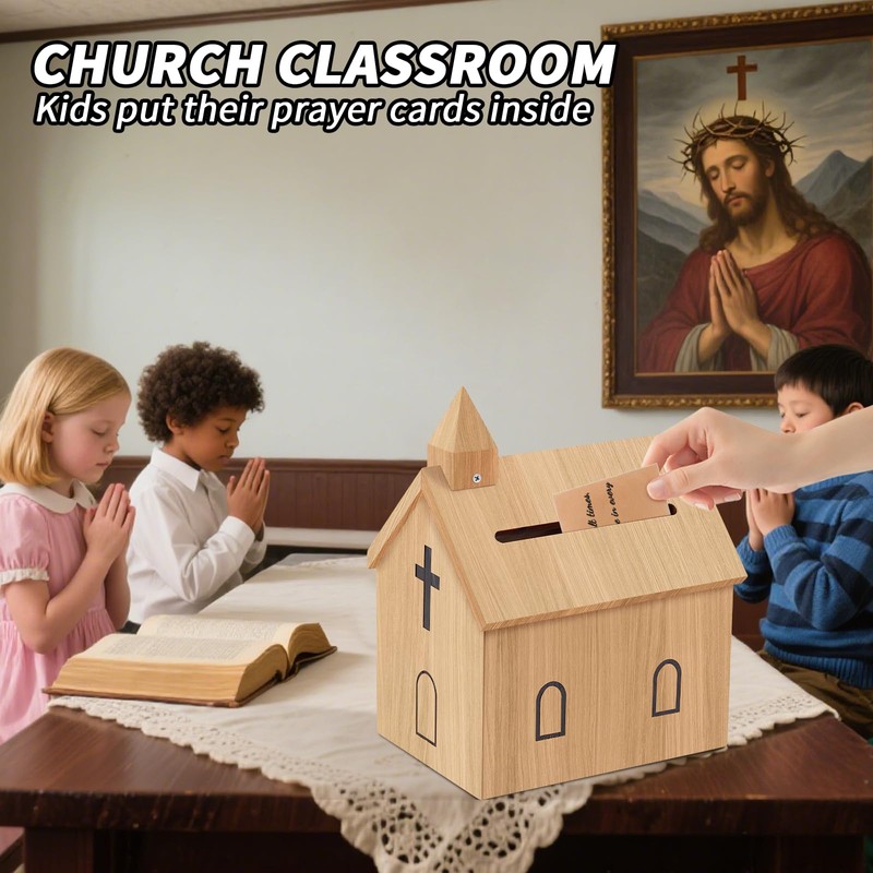 Amcortn Offering Boxes for Church - Prayer Request Box, Wood
