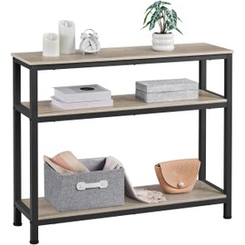 Yaheetech Entryway Table with Storage Shelves, 40 Inch Console Table with Metal Frame, Wood Behind Couch Sofa Tables for Entryway, Living Room, Gray