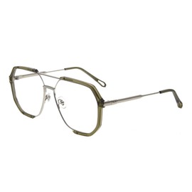 Global Glasses Women's and Men's Large Glasses Square UV Protective Glasses Unisex Blue Light Protection Glasses, Transparent deep green + blue blocking lens