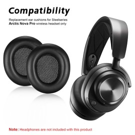 Replacement Earpads Compatible with Steelseries Arctis Nova Pro Wireless Headphones, Memory Foam Noise Reduction Earpads Cushion Cover (1 Pair, Black)