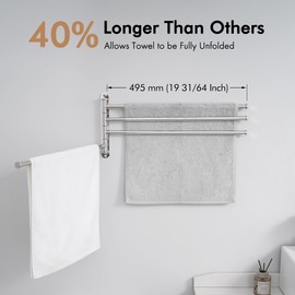 KES Swivel Towel Rack, Swing Arm Towel Bar 4-Arm Extra Long 19.5" Swing Out Towel Rack for Bathroom Wall, Hand Towel Rack Wall Mounted 18/8 Stainless Steel Polished Finish, A2103S4L50