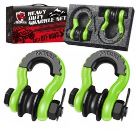 AMBULL Upgraded Snatch Block, 3/4" D Ring Shackle (2 Pack) 22,000lb Break Strength with Towing Pulley, Heavy Duty Offroad Recovery Accessory for Truck, Tractor, ATV & UTV (Green)