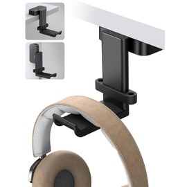 Lamicall Soporte para Audífonos, Soporte para Auriculares Gamer, Base Audífonos Ajustable Giratoria : Headphone Gancho Porta Auriculares Escritorio, Headset Stand, Esquina Escritorio o Mesa - Negro