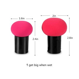 3 Pack Foundation Powder Puff Cosmetic Sponges Mushroom Makeup Brushes Blender Sponge Face Brush Makeup Puff with Handle Case for Dry Wet Use Liquid, Creams, and Powders (Rose)