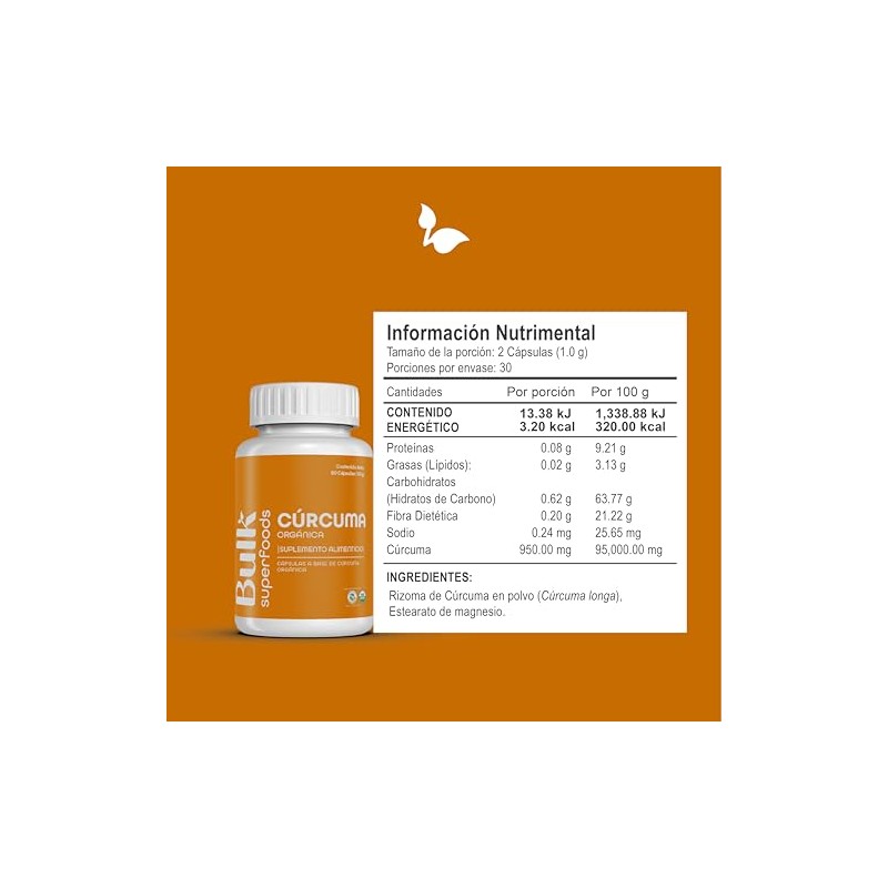 BULK SUPERFOODS Cúrcuma Suplemento Alimenticio 100 Natural