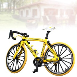 NUOBESTY Mini Bike Finger Bike Miniature Metal Toys Mini Sports Finger Bicycle Toy Creative Game Toy Set Collections (Curving Grip Yellow)