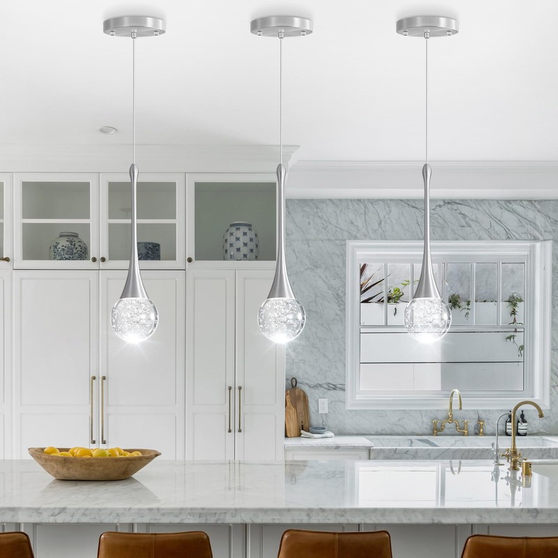 cenzoz Modern Pendant Lights for Kitchen Island LED Dimmable Crystal