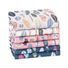 HOULIFE Women Cotton Handkerchief Ladies Floral Printing Hankies 100% 42S Elegant Girls Small Handkerchiefs for Wedding Party, Mixed 3, 13.4×13.4''