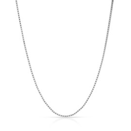 MCS Jewelry 14 Karat Yellow, White OR Rose Gold Box Chain Necklace Thin & Strong 0.6 mm (16"-24") (18, white-gold)