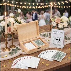 AceOrbit 57 Pack Wedding Guest Book Playing Cards Set with Storage Box Stylish Signing Book Guest Card Deck Wedding Guestbook Alternative for Young Couple Vegas Weddings Bridal Shower Game