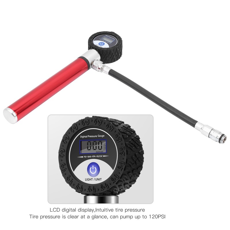 Portable Bicycle Air Pump Manual Tire Inflator 120PSI High Pressure