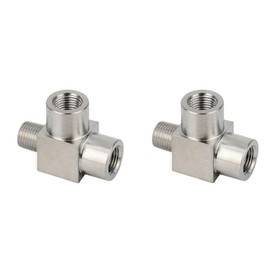 Closmos 304 Stainless Steel Pipe Fitting, Street Tee, Male Run Tee, 1/4"" NPT Male x 1/4"" NPT Female x 1/4"" NPT Female, 2 Pcs, Pack of 2, DZST304-1