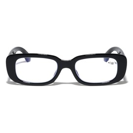 V.W.E. Women Anti Blue Light UV Blocker Glasses Rectangle Animal Print Bold Reading Reader (Black, 0.00, multiplier_x)