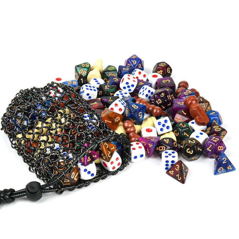 Drawstring Game Dice Pouch - Large Capacity Stainless Steel Drawstring