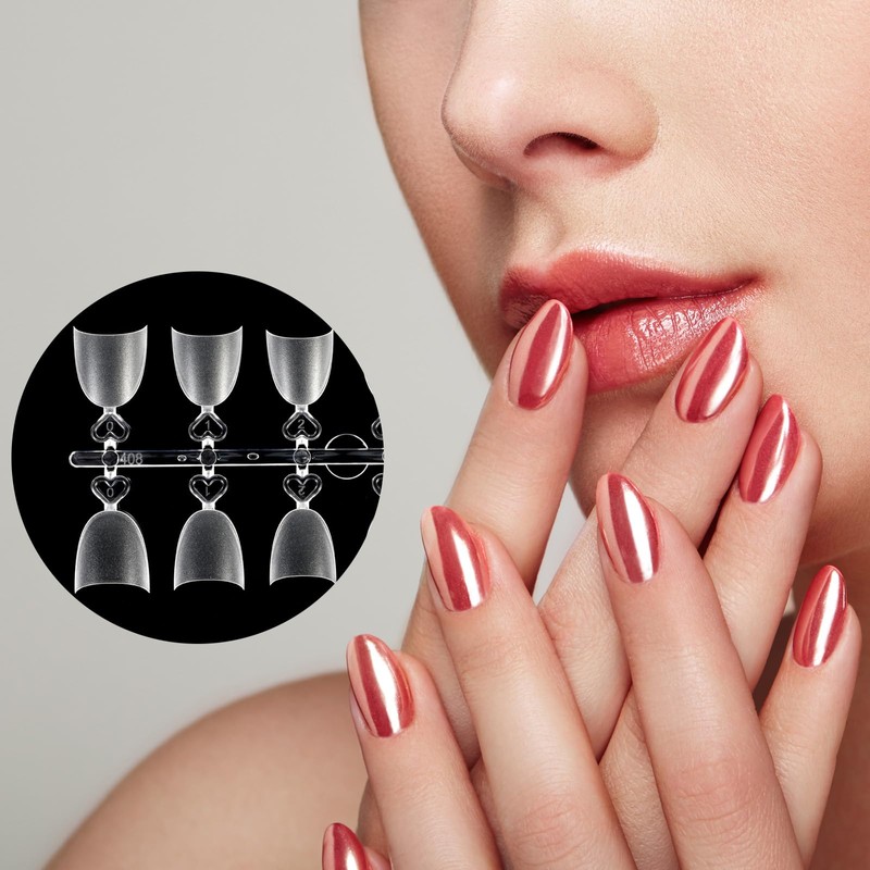JSRQT French Nail Tips Set, 240 Pieces, 15 Sizes, Oval