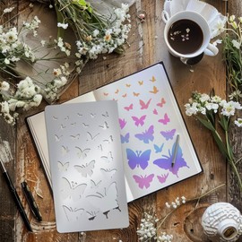 UNICRAFTALE 1 Piece Butterfly Metal Stencil Reusable Hollowed Painting Template for Journaling Stainless Steel Painting Stencils Butterfly Animal DIY Crafts for Scrapbooking Painting Wood Burning