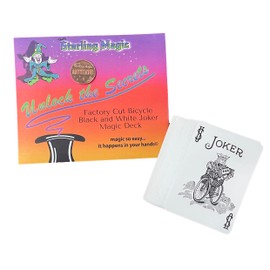 Ted's Sterling Magic Factory Cut Bicycle Black and White Joker Trick Deck (Red One Way Force)