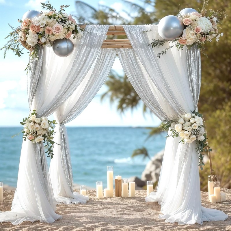 Wedding Arch Draping Fabric, 1 Panel 28" x19ft White Wedding