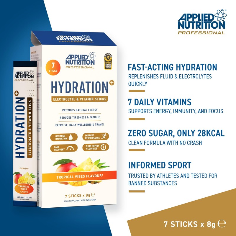 Applied Nutrition Hydration+ Sachets | Electrolyte Powder Mix | Rapid