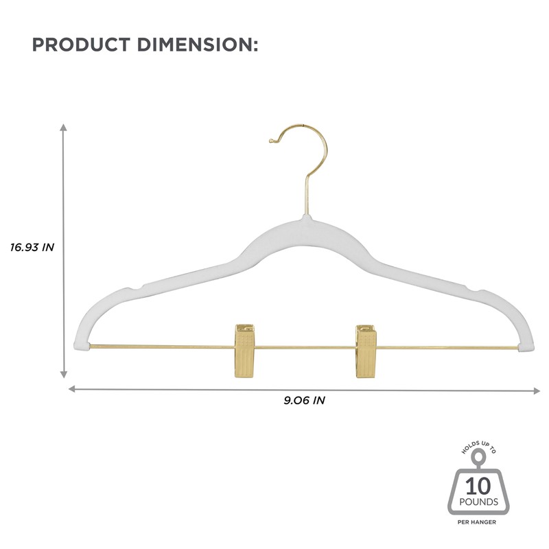 Simplify 6 Pack Velvet Hangers with Clips in White
