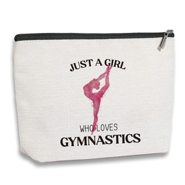 Gymnastics Makeup Bag for Women Girls Gymnasts Inspirational Gifts Gymnastic Coach Gifts for Women Teenage Girls Sports Lovers Birthday Christmas Gifts for Her - Just a Girl Who Loves Gymnastics