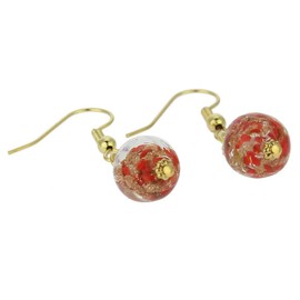 Glass Of Venice Murano Glass Earrings Italian Red Sommerso Sparkling Beads Drop Earrings Handmade Blown Glass - Murano Glass Earrings for Women