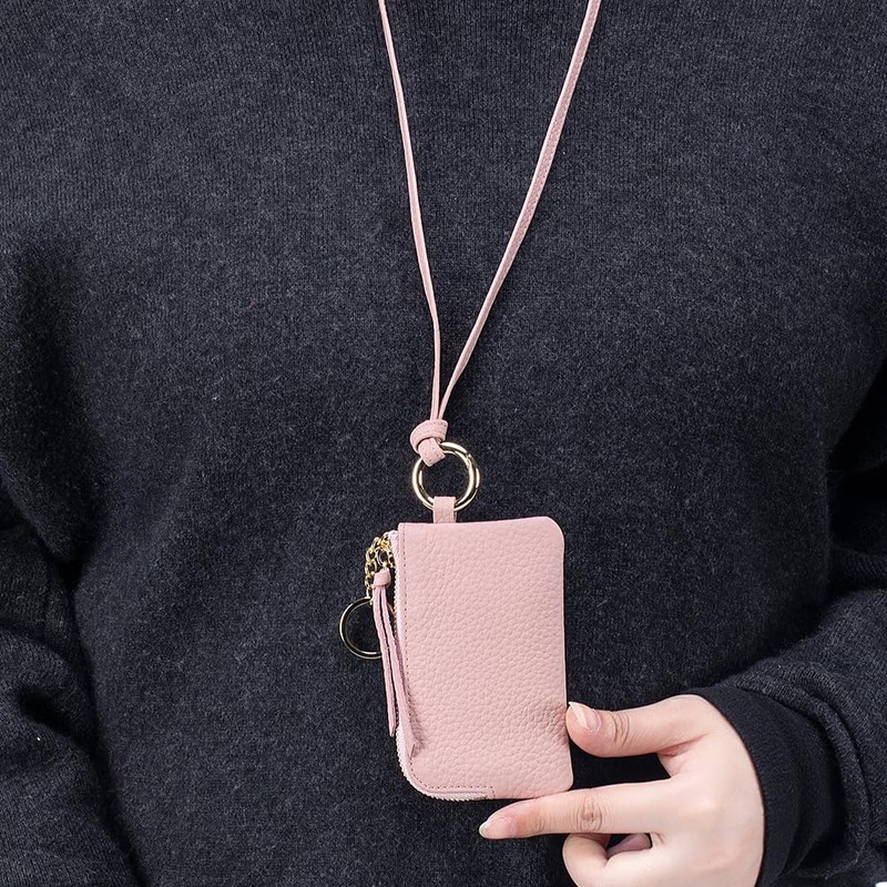 Genuine Leather Key Coin Case Neck Multi-functional Mini Wallet for