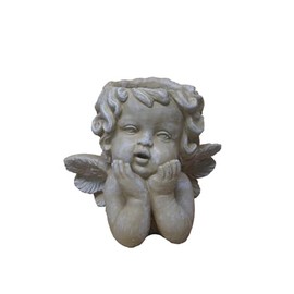 Solid Rock Stoneworks Cherub Face Concrete Planter- 10" Tall