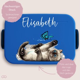 Children's Bento Box Midi Lunch Box for Mepal Bento Box - Cats - Playful Cute Cat - 900 ml - Blue - Lunch Box with Cats Lunch Box School Lunch Box Kitten Lunch Box
