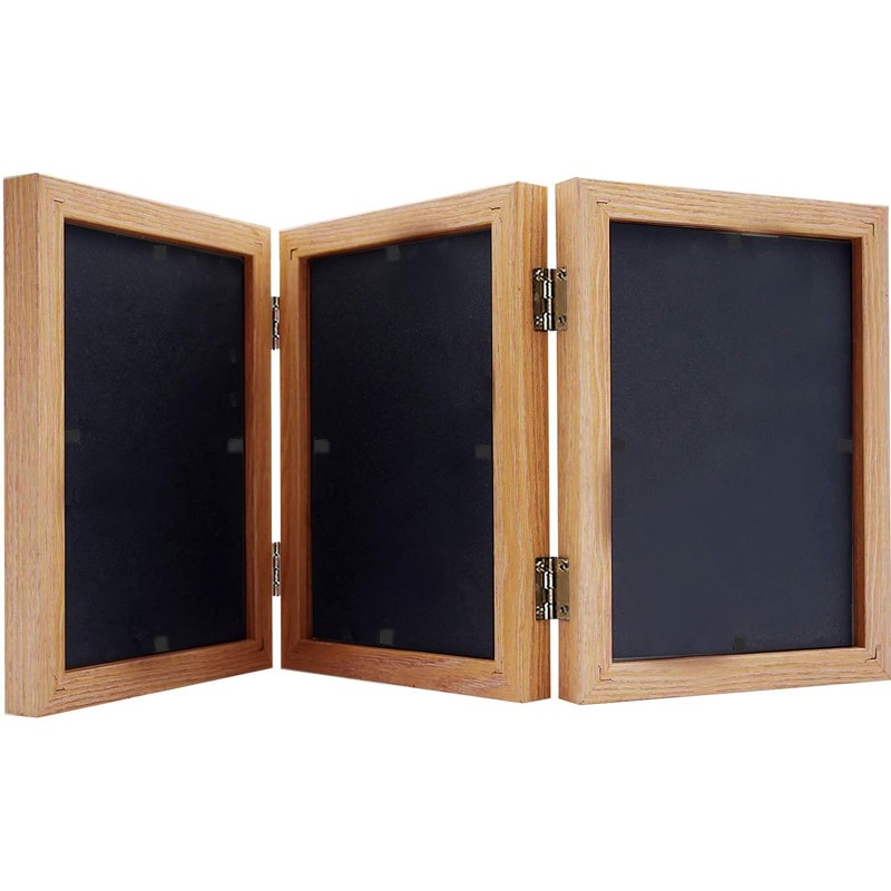 FALAZAR Triple Hinged Photo Frame, Multi-Panel Folding Display, Fits Photo