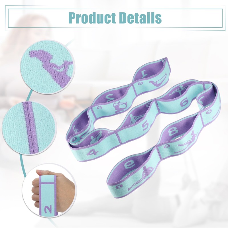 VOCOSTE Yoga Stretch Strap with 9 Loops Elastic Strap Blue