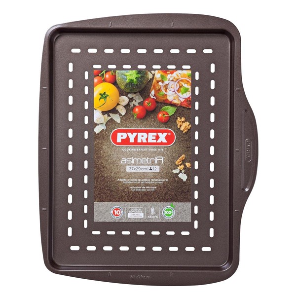 Pyrex asimetriA Rectangular Pizza Tray, 37 cm, Black