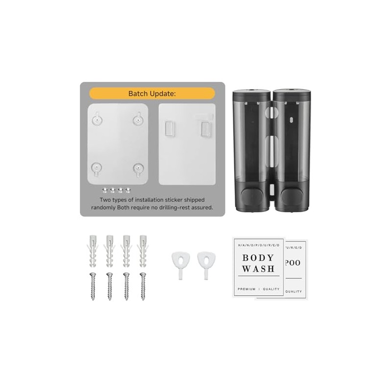 Shampoo and Conditioner Dispenser,Unisense Shower Soap Dispenser 2 Chamber No