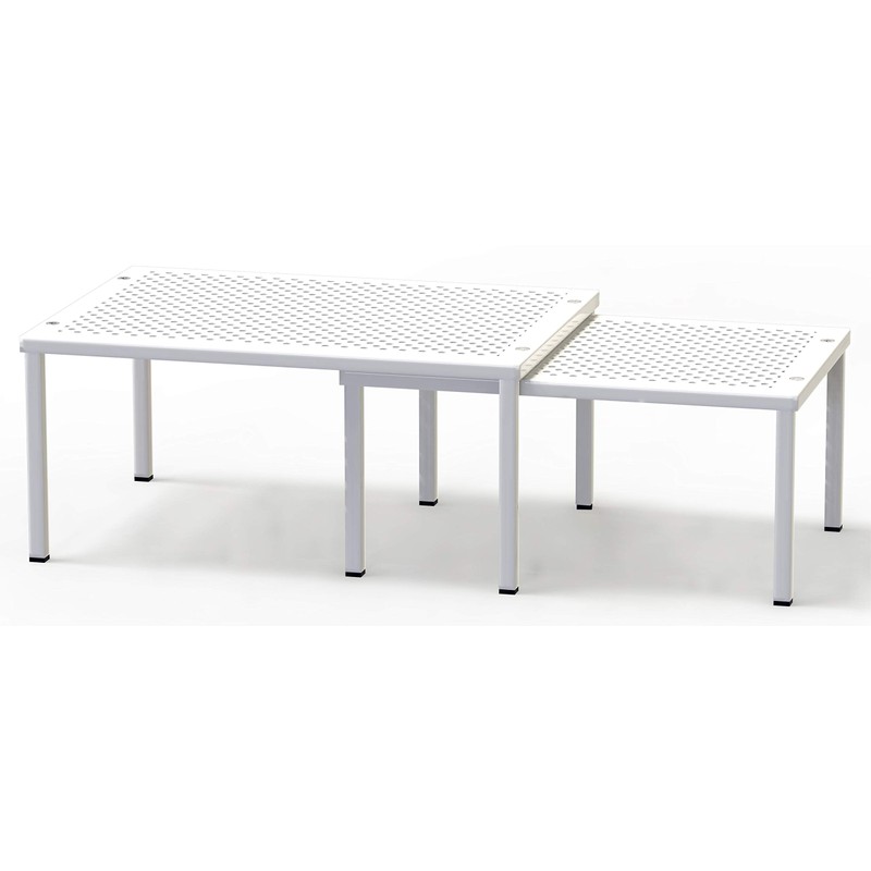 Simple Houseware Expandable Stackable Kitchen Counter Shelf Organizer, White, Metal