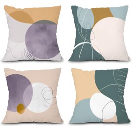 Umootek 4Pcs Geometric Pattern Throw Pillow Covers Short Plush Square Pillow Covers Set Cushion Case for Couch Sofa Bed Car Home Decorations, 18 x 18 Inch