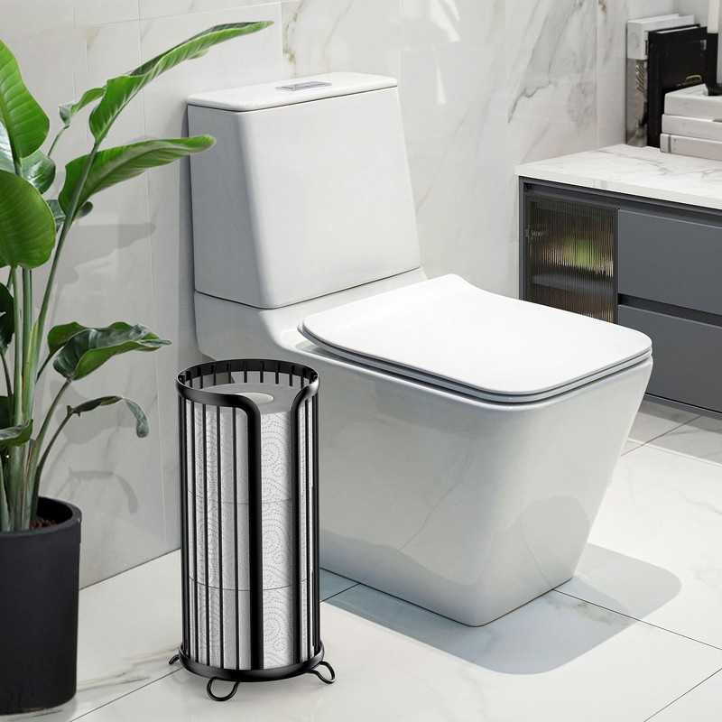 Bunoxea Toilet Paper Holder Stand, Freestanding Toilet Tissue Organizer, Minimalistic