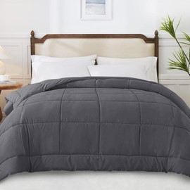 Gray Microfiber Comforter, All Season, Queen Size (88x88), Soft, Breathable and Machine Washable