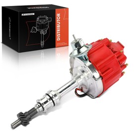 A-Premium Ignition Distributor with Cap and Rotor Compatible with Ford 351C 351M 400 429 460 HEI Distributor 7500 RPM 65K Coil, Red