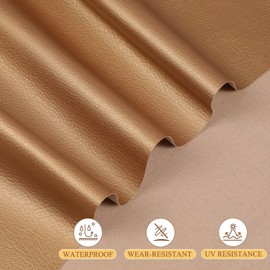 Faux Leather Fabric, 55" Wide Upholstery Fabric by The Yard Marine Vinyl Fabric Outdoor Pu Leather Waterproof Sheets Fabric for Crafts Sewings Sofa Wallets Handbag Earrings Bows 1 Yard Gold