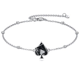 LWQQWL Ace of Spades Bracelet for Women 925 Sterling Silver Poker Ace Bracelet Playing Card Jewelry Gifts