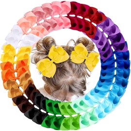vobobe 40Pcs 4.5" Hair Bows Clips Grosgrain Ribbon, Bows for Girls Alligator Clips Barrettes Hair Accessories for Girls Baby Infants Toddlers Kids Teens Children