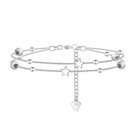 CheersLife Birthday Gifts for Women Girls Inspirational Birthday Present Star Beads Silver Anklet for Her with Happy Birthday Card Shiny Jewelry for Friend Daughter Sister Granddaughter Niece