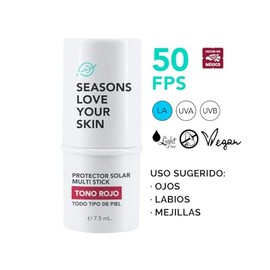 Seasons love your skin Kit Multi Stick con Color FPS 50 Rojo - Bronzer + Bloqueador tono medio 45 g y Bloqueador en polvo tono medio 6g