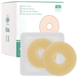 Ostomy Barrier Rings - Outer Diameter 2" (50mm) 4mm Thickness,Moldable Ostomy Rings,Hydrocolloid Skin Extender Rings for Colostomy Bags,10 Count
