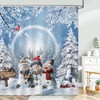 Avezano Winter Christmas Snowman Shower Curtain Winter Snowman Xmas Tree