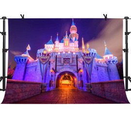 MTMETY 10x7Ft Disneyland Night Scene Fantasy Castle Background for Children Birthday Party Photo Video Studio Props LSME372