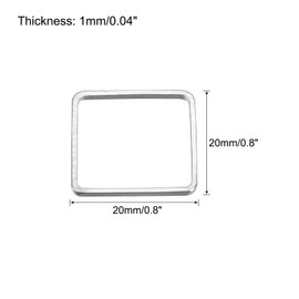 MECCANIXITY Square Beading Hoop Link, Geometric Hollow Open Bezel Linking Ring 0.47"x0.47" Silver Tone for Jewelry Making, Pack of 20