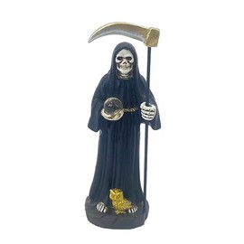 Love's Gift Holy Death Santa Muerte Religious Statue, 4 Inches Tall (Black)