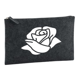 Huuraa Kulturbeutel Rose Blüte Geschenk 1 Liter Charcoal Filz Rose Geschenkidee