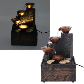 Tabletop Fountain, Indoor Waterfall Meditation Fountain with Pebble Embellish, LED Light, Office Relaxing Tabletop Fountain